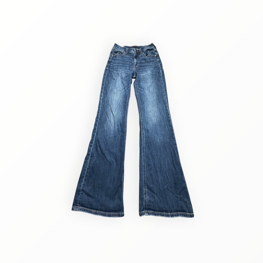 Aeropostale Flare Jeans Women 2 Regular Blue High Rise Flare Medium Wash Stretch